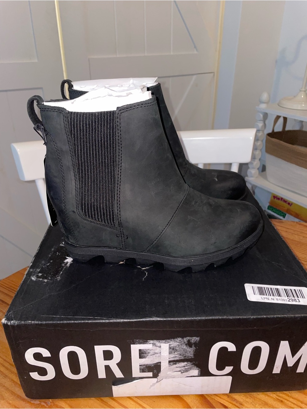 Sorel Joan of Artic Wedge II Chelsea In Black Sz 7.5 NWB